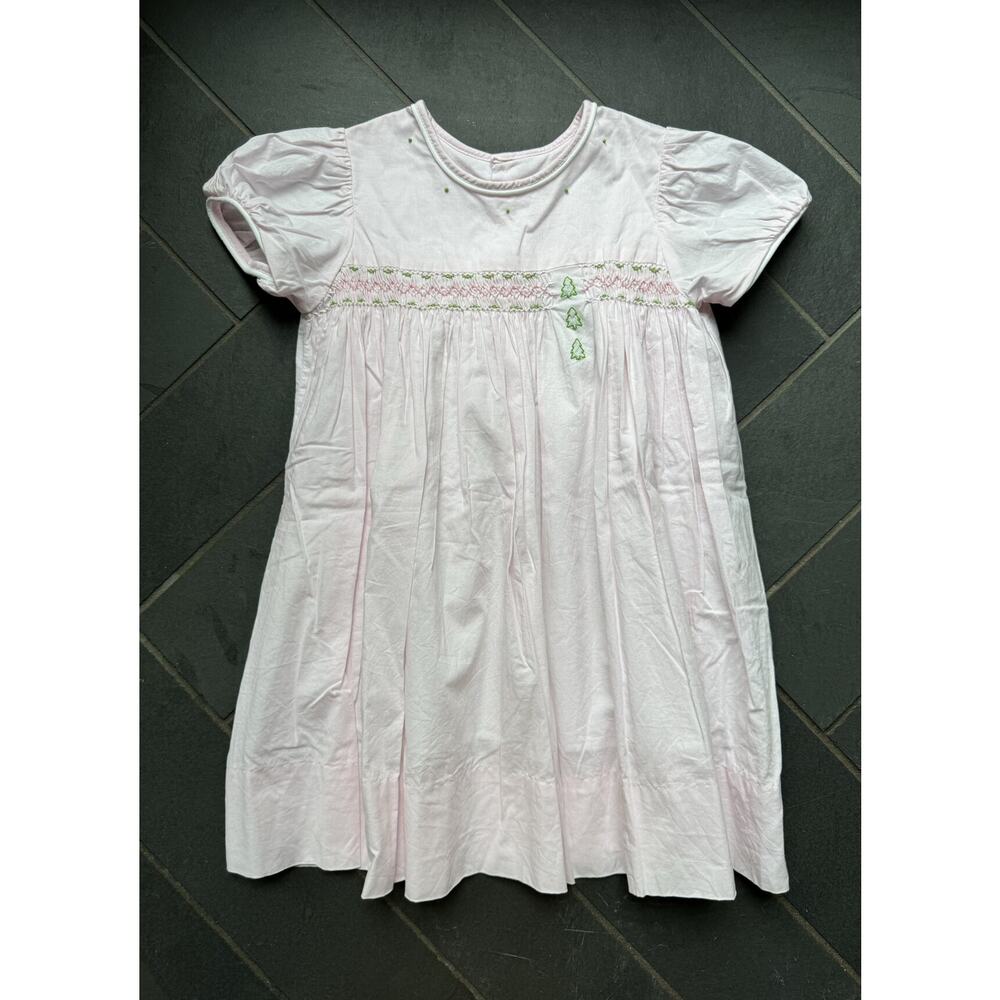 Lullaby Set Light Pink Smocked Christmas Tree Dress 3T